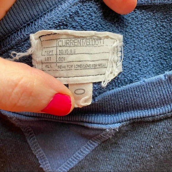 Current Elliott Stadium Sweatshirt Retro Terry Pullover Womens XS Contrast Blue - Picture 8 of 13